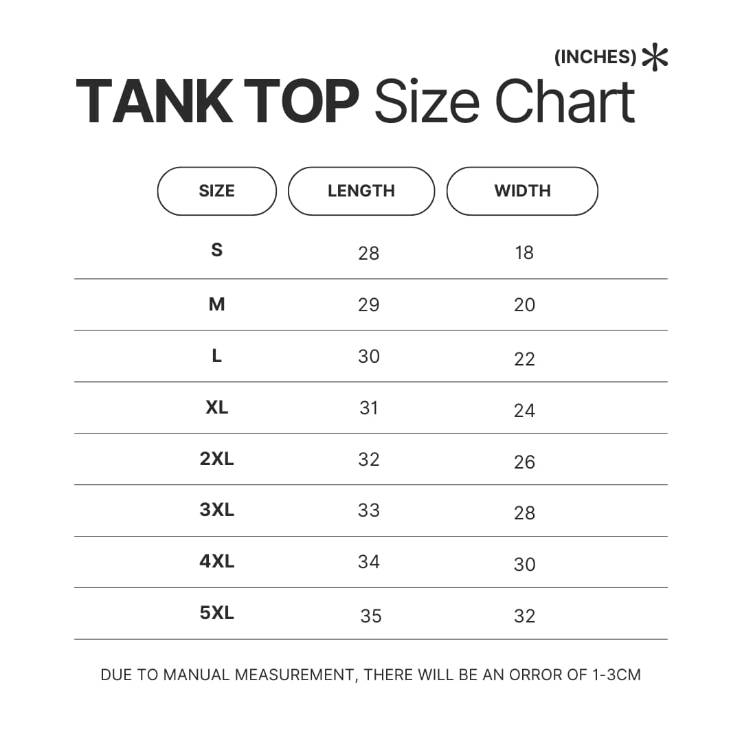 Tank Top Size Chart - Gintama Shop