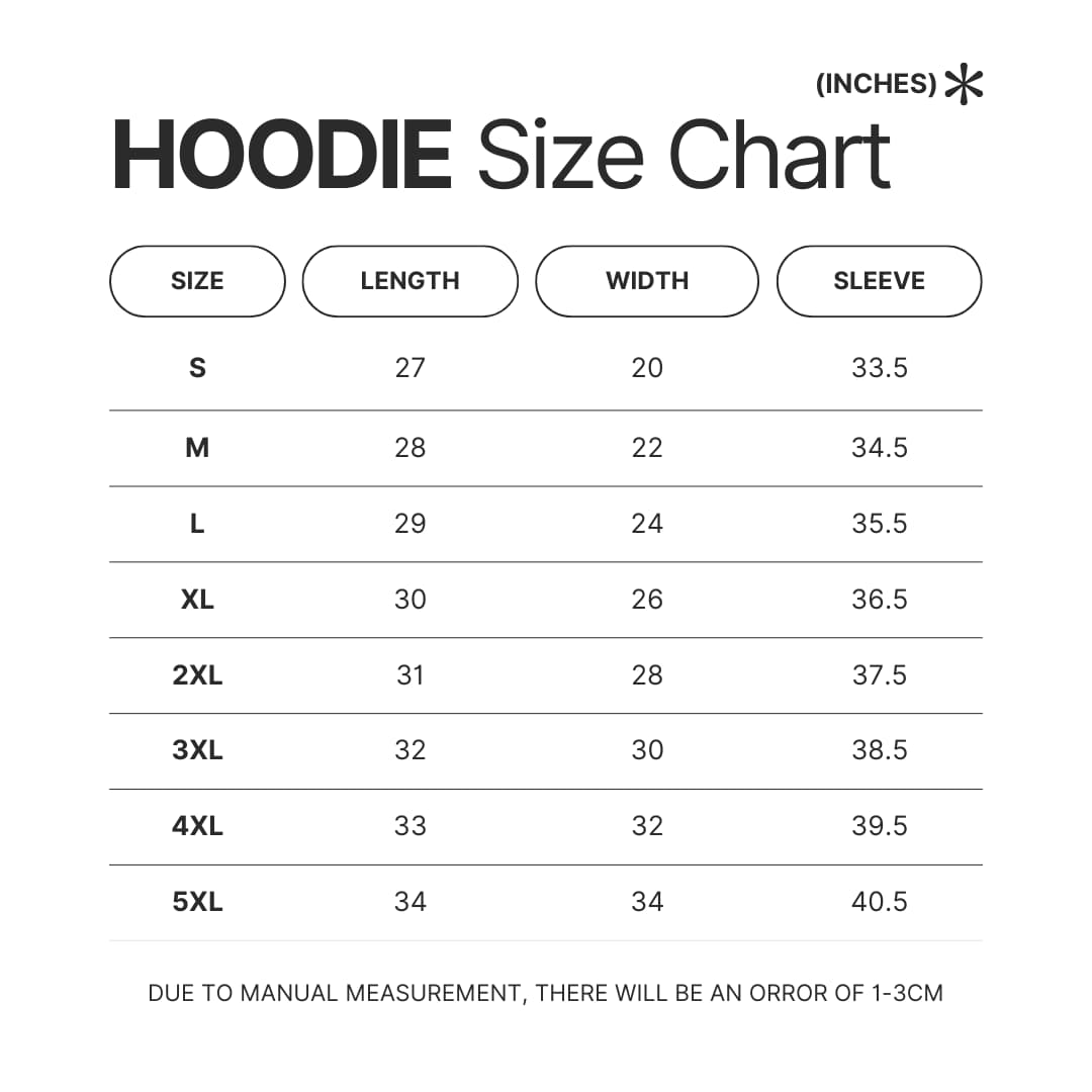 Hoodie Size Chart - Gintama Shop