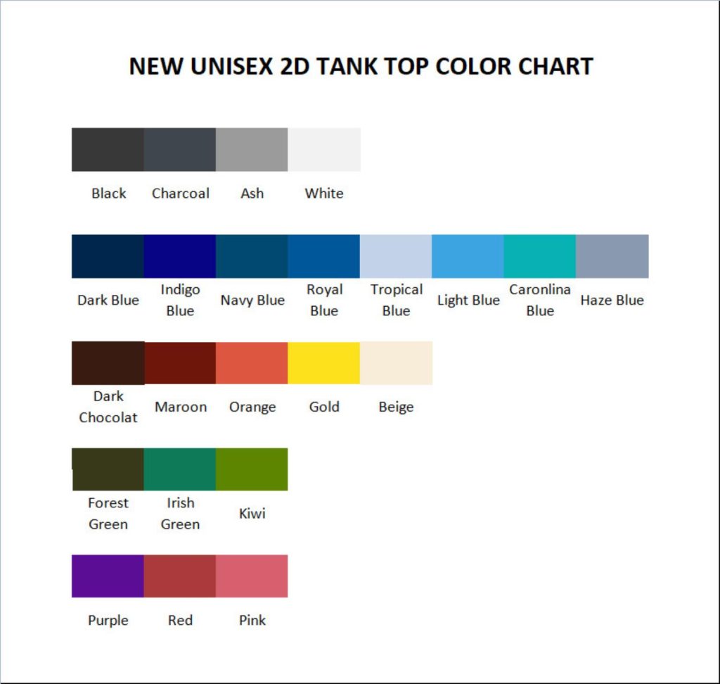 tank top color chart - Gintama Shop